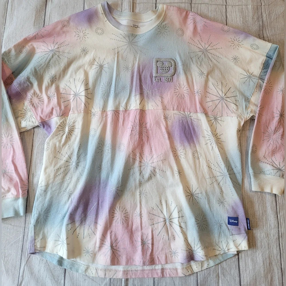 Disney Women's •Size Large• Spirit Jersey Pastel tie dye character top - Picture 2 of 10